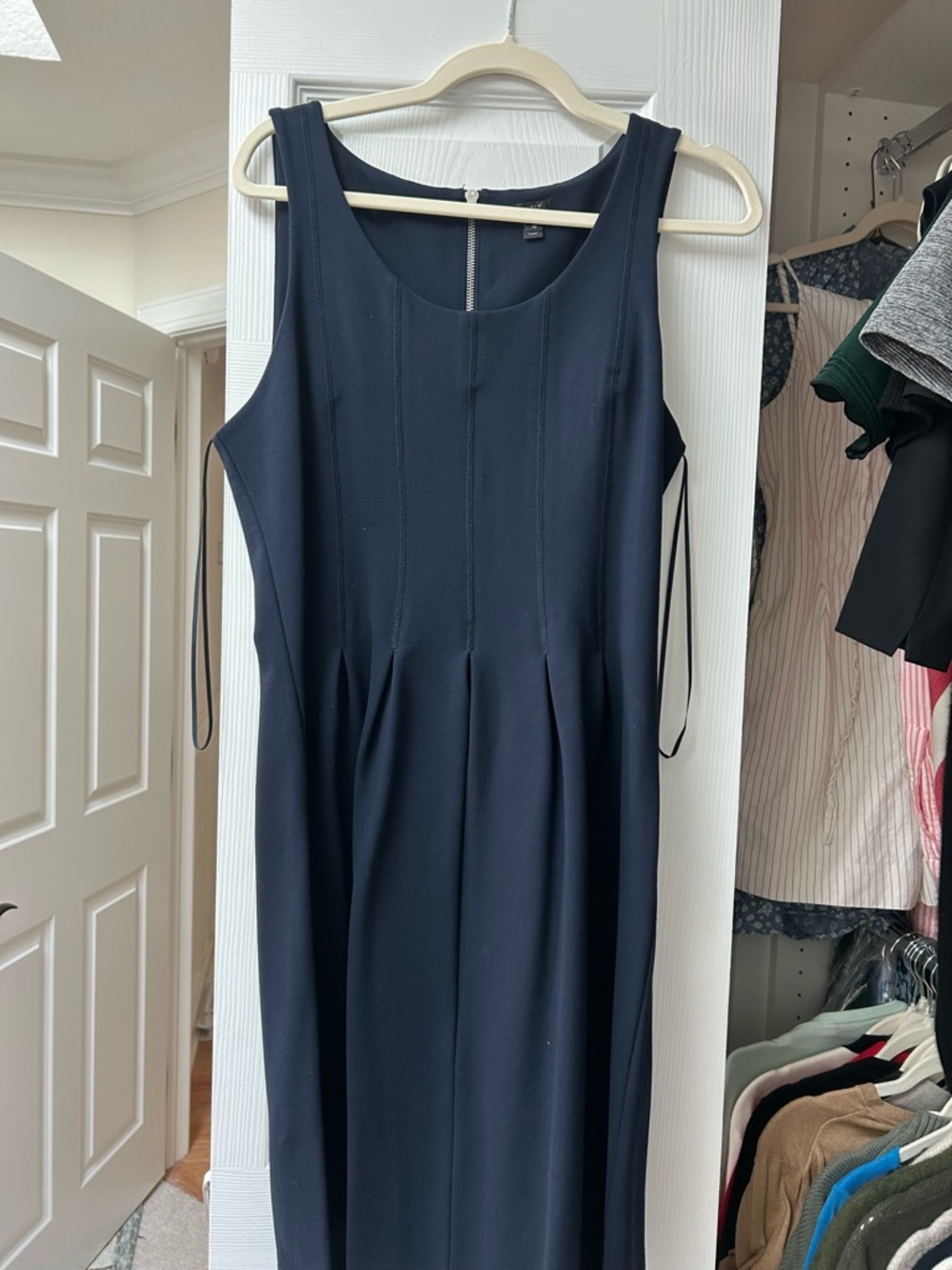 J. Crew Navy Asymmetrical Sleeveless Sheath Dress